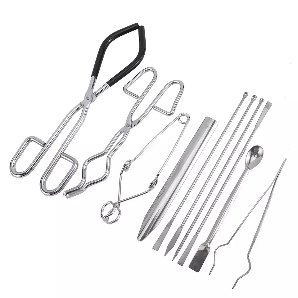 Dissection Kit Lab Tools Crucible Beaker Tongs Lab Spatula Scoop Spoon Test Tube Clamps Sterilizer Force