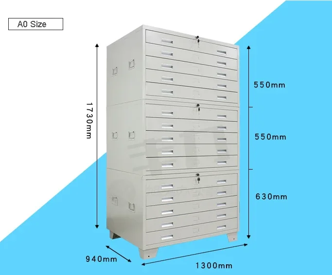 A0 or A1 Map Display & Drawing Storage Cabinet - Modern Design