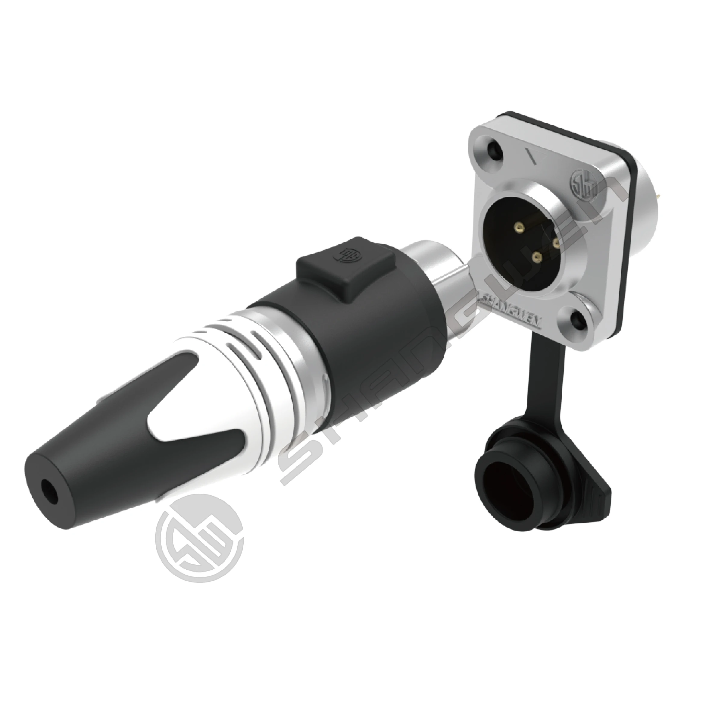 High Quality Black Outdoor Waterproof Ip65 Male Socket Audio XLR Connector 3 Pin