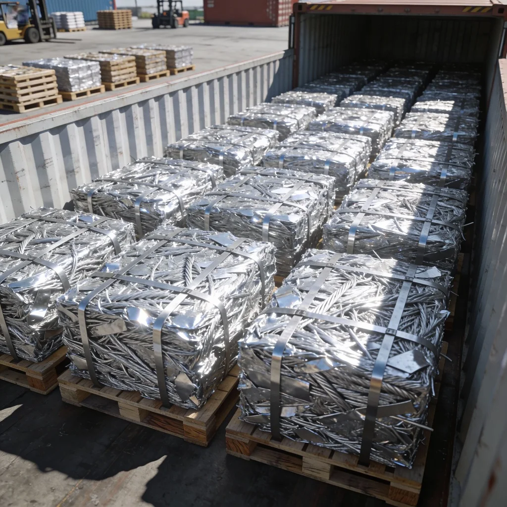 Bright Silver Clean 6063 Aluminum Wire Scrap High Density Bales for Recycling Metal Processing Plants