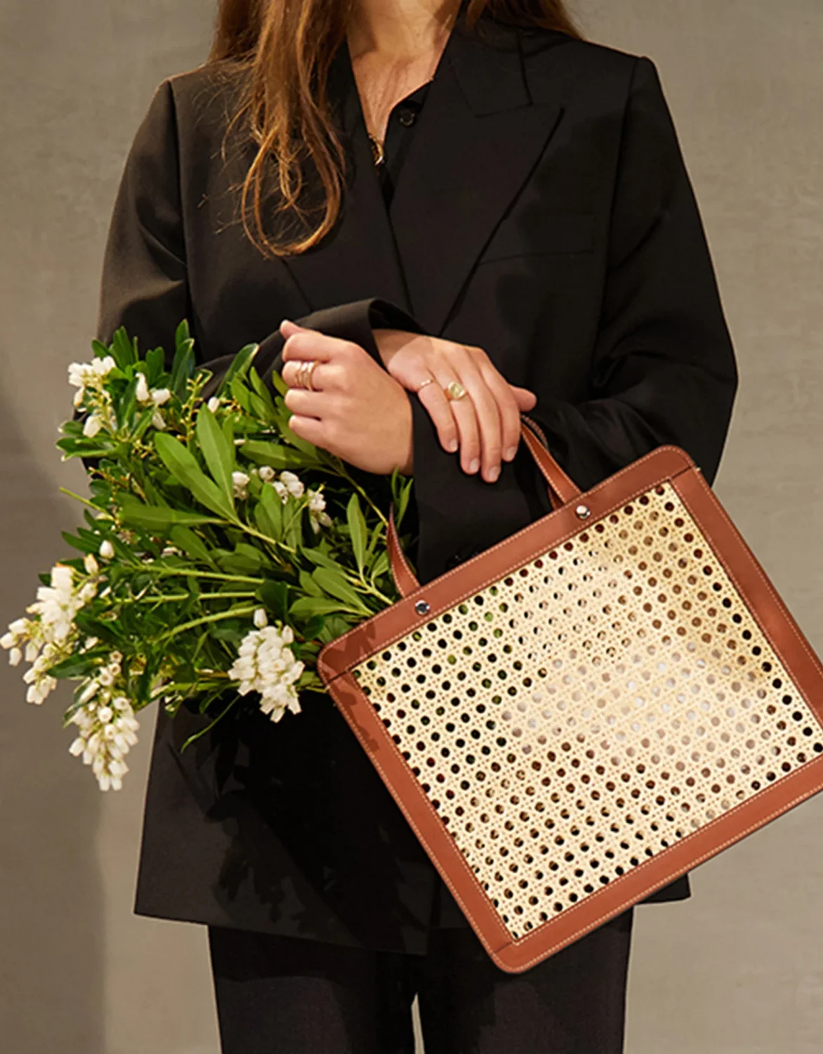 Hot Trend 2024 Rattan Cane Bag With Real Leather From Vietnam Buy