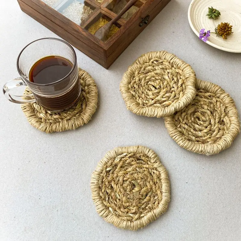 High Quality Natural Material Rattan Coaster Recessed For Table Dinning