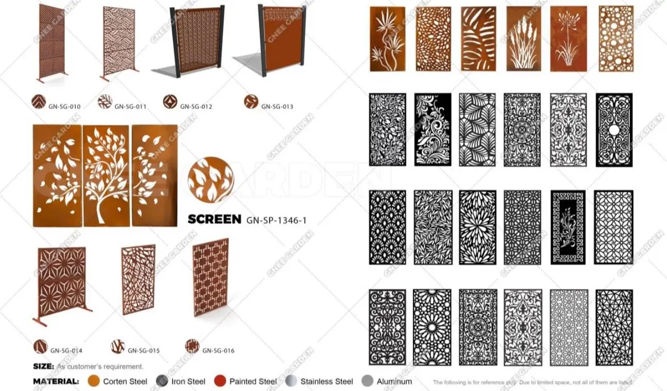 Customized Laser Cut Decorative Outdoor Privacy Art Metal Screens Panels Corten Steel Garden 1189