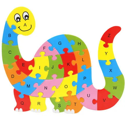 Children's Toys Early Learning Educational Cartoon Animals Wooden 10 26 Letters Of The Alphabet Puzzle Board Block Toys