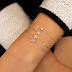 10KT/14KT/18KT Solid Gold Moissanite Classic High-quality Women's Solitaire Pear Oval Marquise Baguette Shape Tennis Bracelet