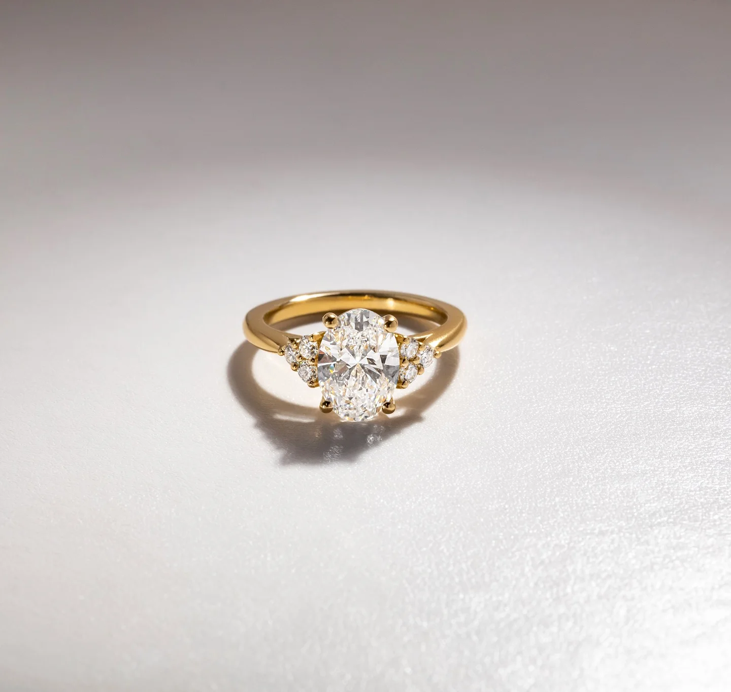 12X8mm Oval Cut Moissanite Engagement Ring Cluster 925 Sterling Silver