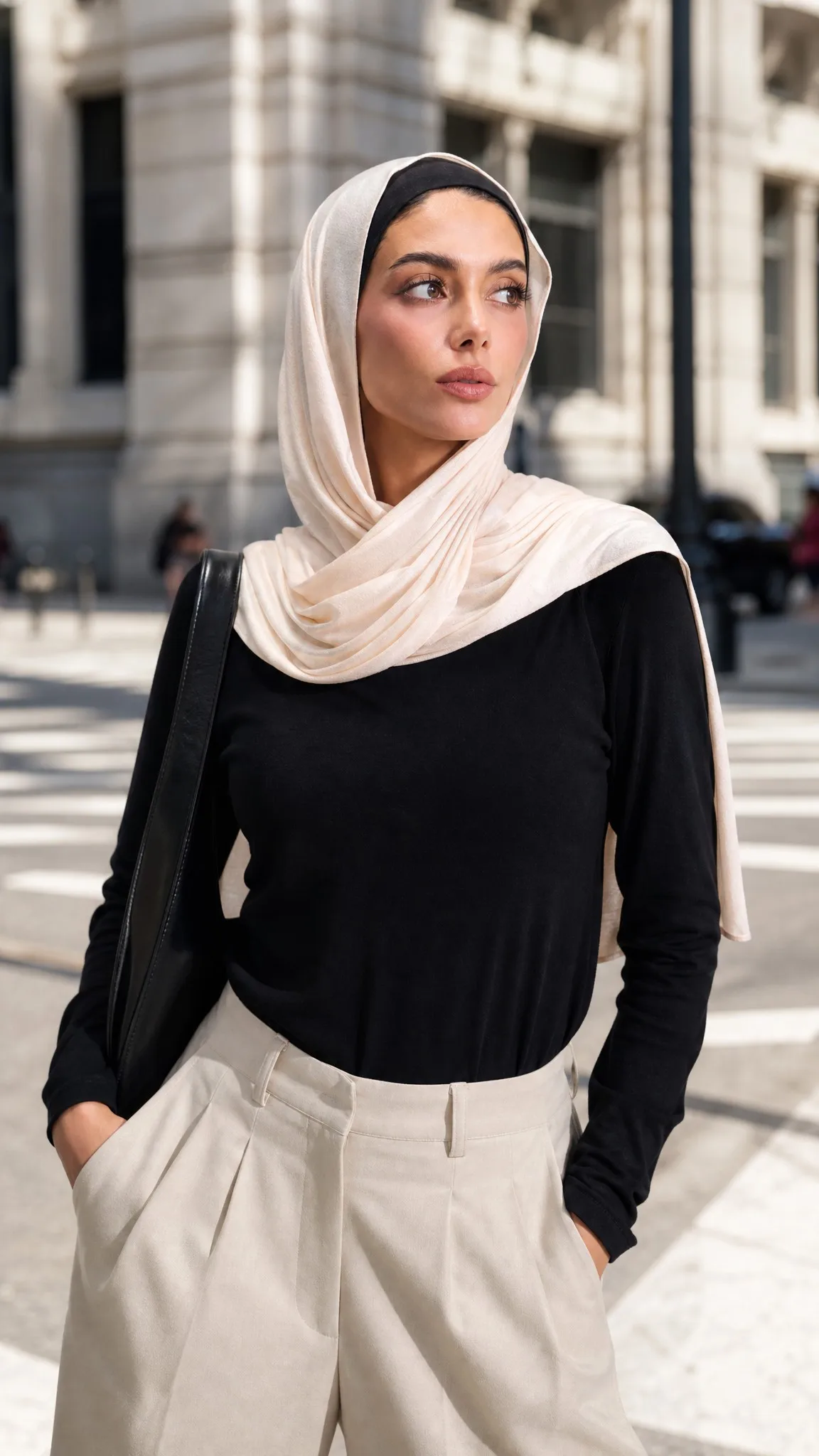 Custom Jersey Modal Hijab Pearl Ivory view 2