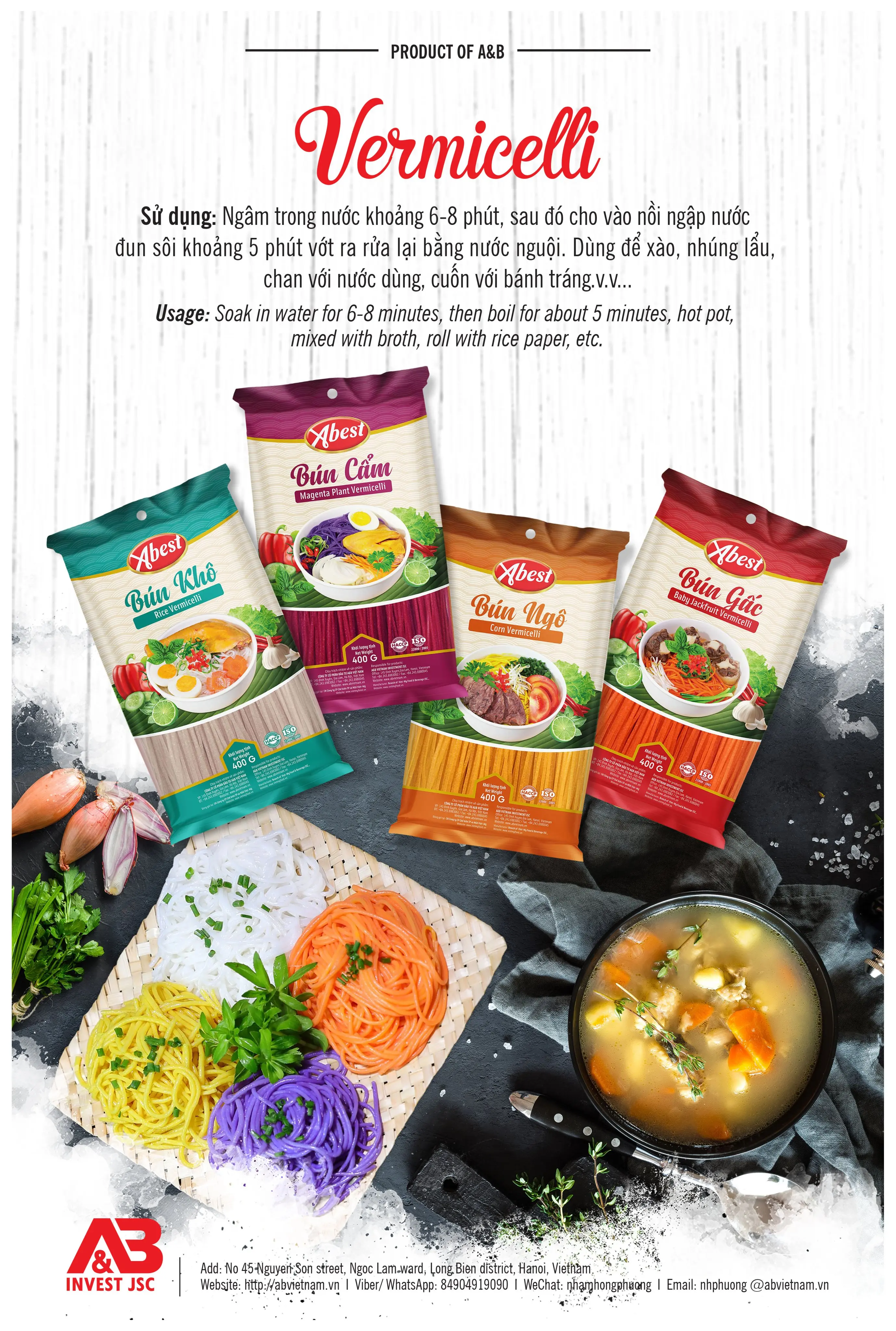 Abest Glass Noodle Viet Nam Vermicelli Factory Price Product For