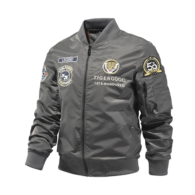 Embroidered Men's Bomber Jacket Stylish Winter Outerwear_voghion.com