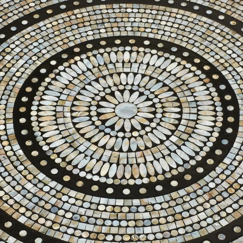 Fancy New Arrival Capiz Shell Coffee Tables  Living Room Furniture Mother of Pearl Inlaid Top and Metal Stand Tables