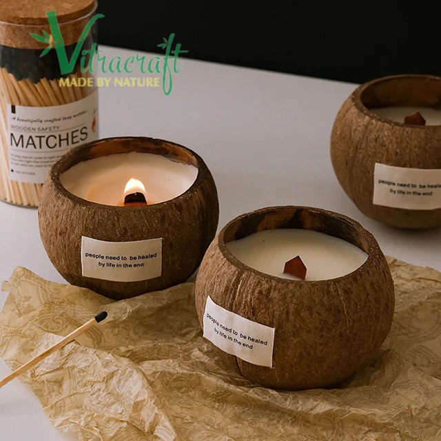 Coconut Bowl With Handmade Candles Scented Candles Made From Natural