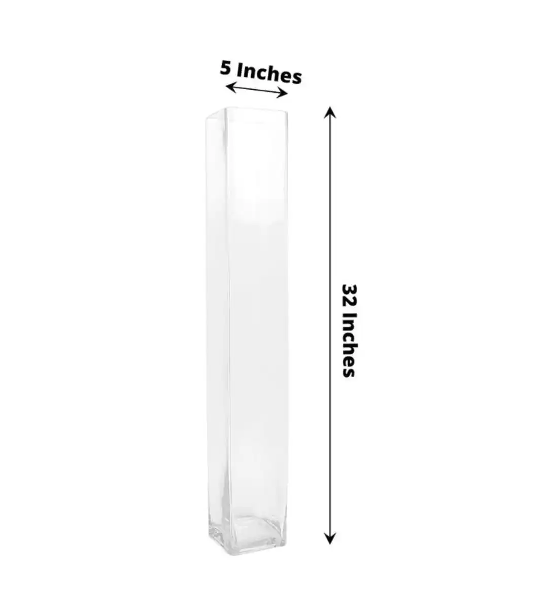 Clear Tall Cylinder Glass Decor Vase For Home/decor Crystal Vases For