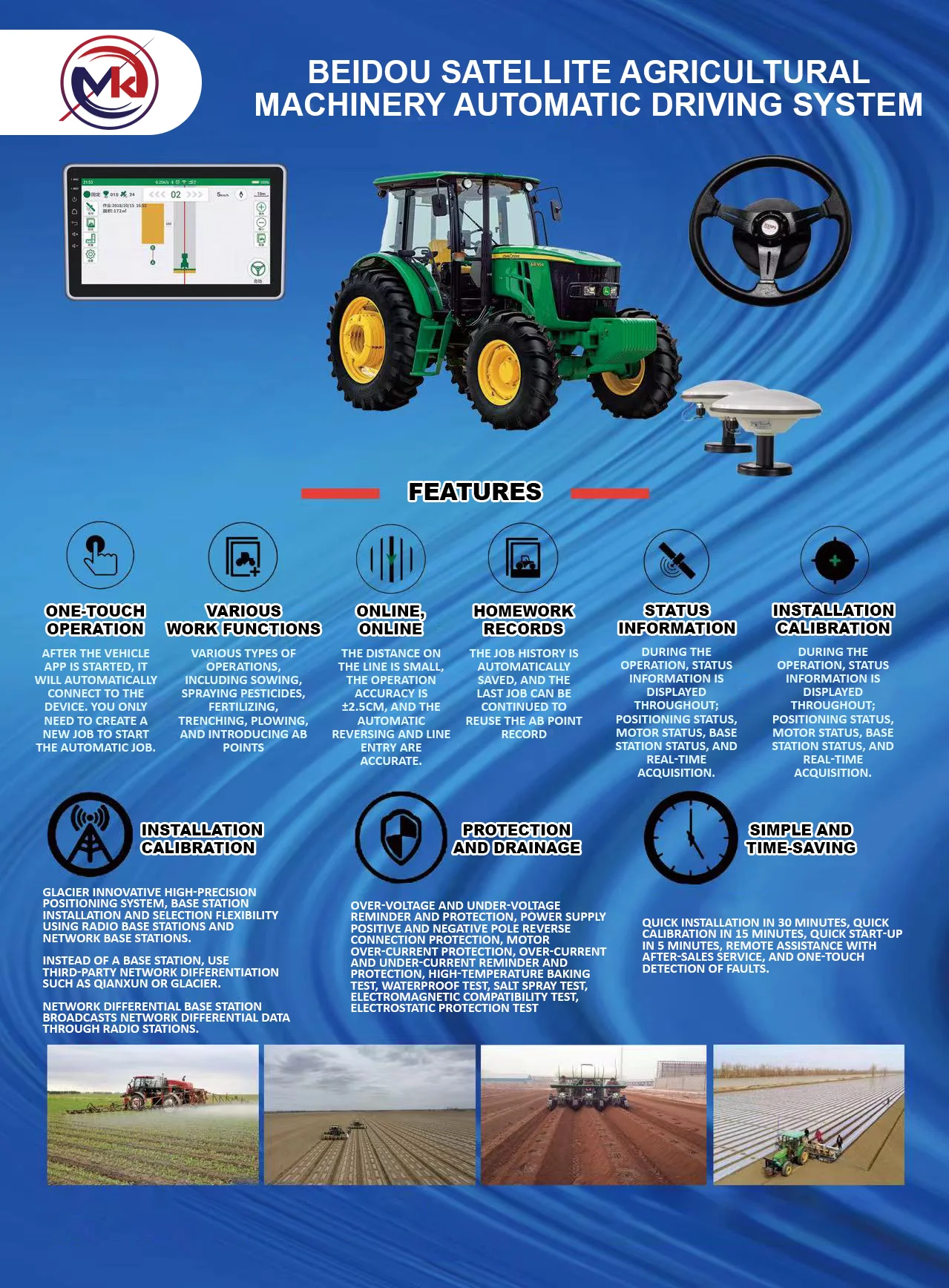 Auto Steer System Gnss Autopilot 2024 Latest For Tractors With 10.1 ...