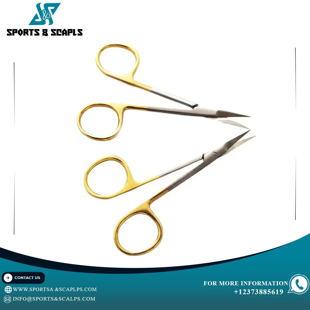 Straight Iris Scissors Surgical Curved Iris Scissors With Golden Handle