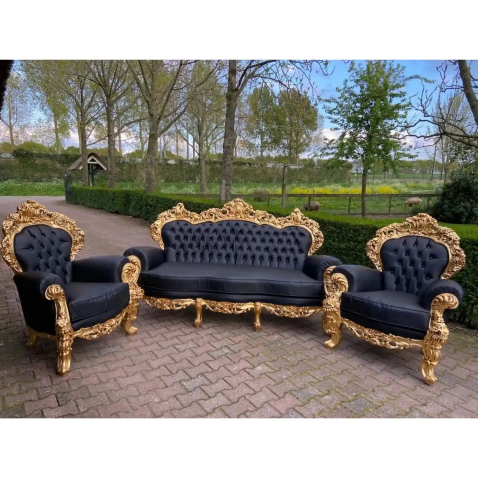 Yardley Teak European Baroque/rococo Sofa Set. It Consists Of A Sofa