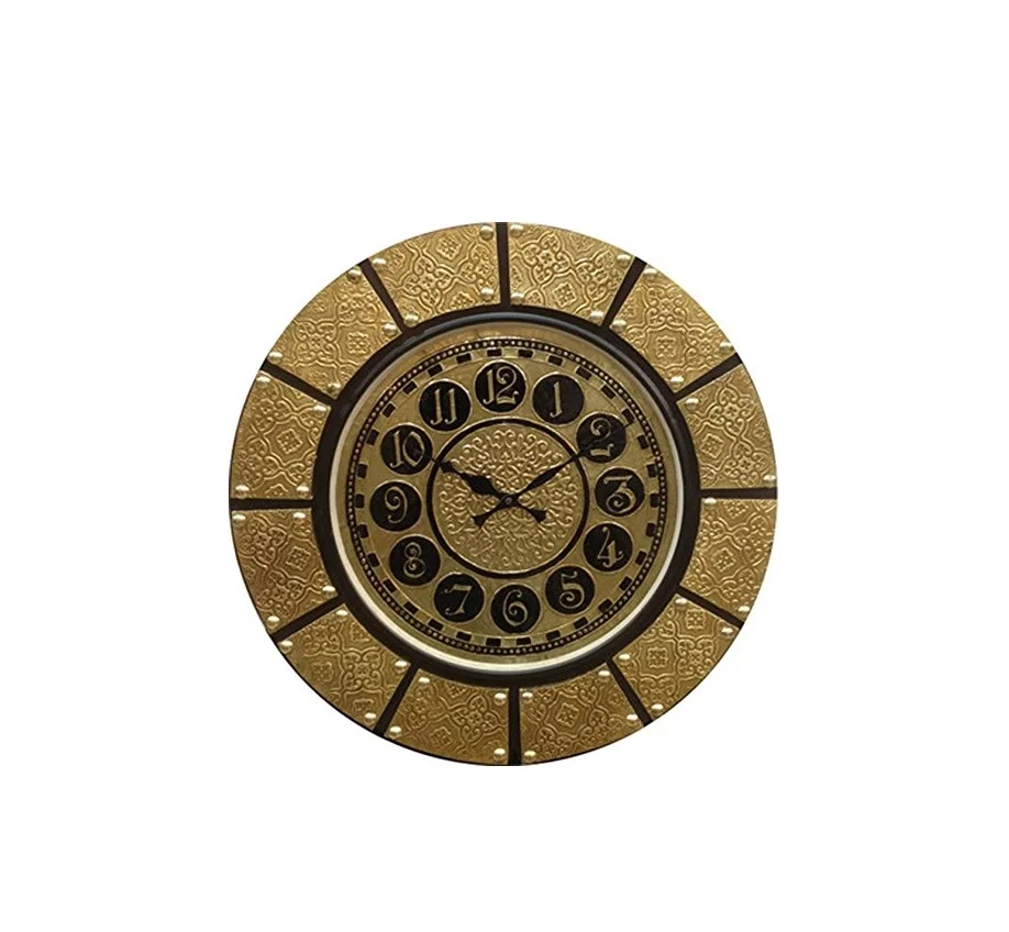 Современный стиль металлическое ремесло украшение для дома металлический и черный цвет круглая форма интерьера часы большого размера на продажу