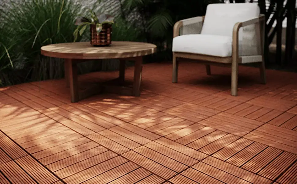Acacia Wood Interlocking Deck Tiles For Outdoor Patio And Floors