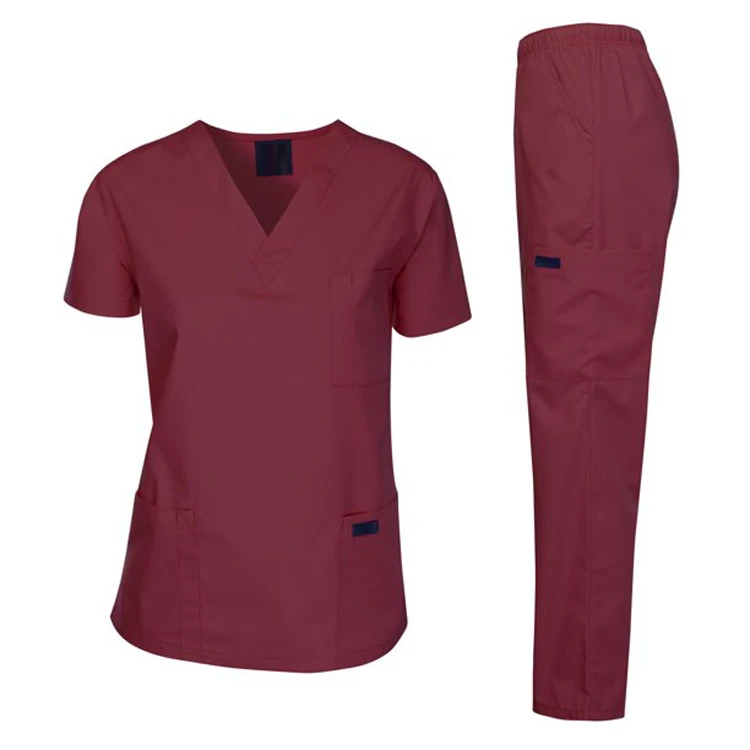 Customized Medical Hospital Scrub Uniforms Medical Scrubs Oneck Zipper Nurses Scrubs Sets For