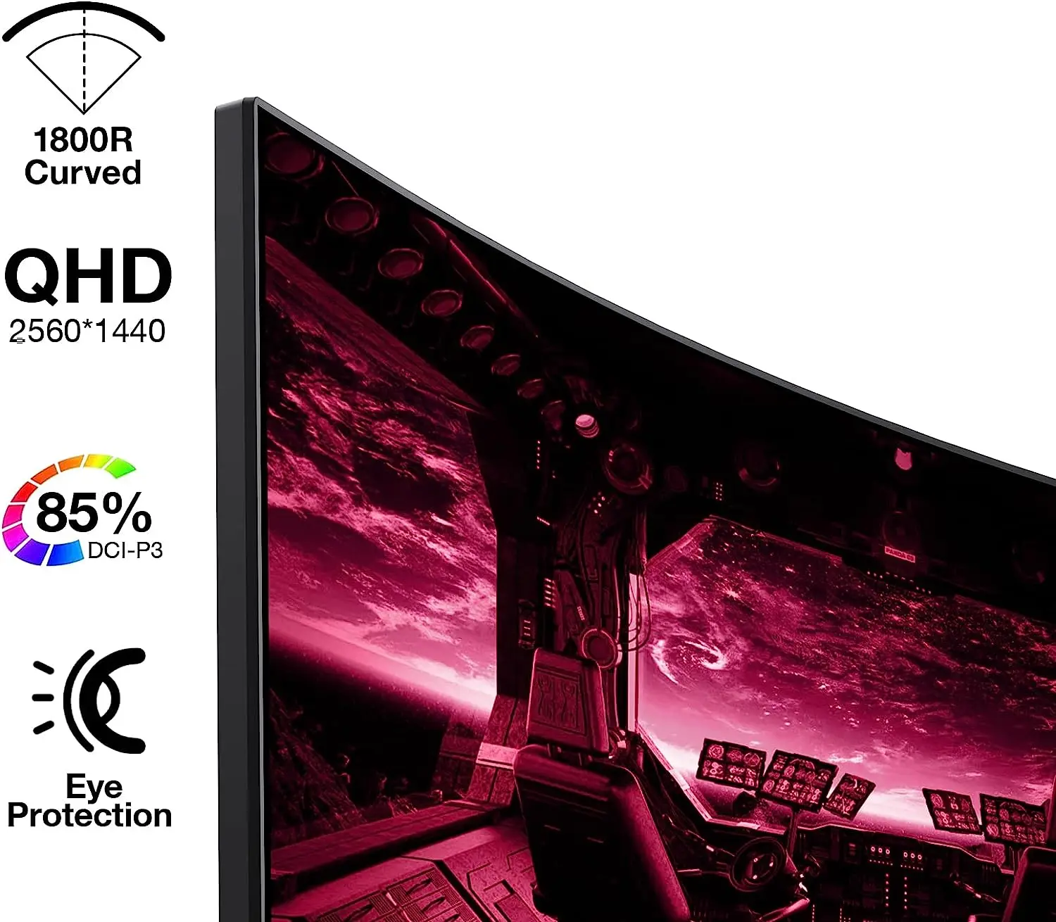 Koorui 27 Inch Curved Gaming Monitor - 144hz QHD 2560P