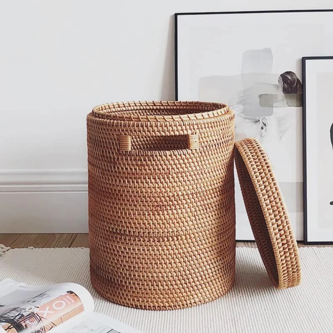 Wholesale Natural Ecofriendly Woven Rattan Storage Basket With Handle