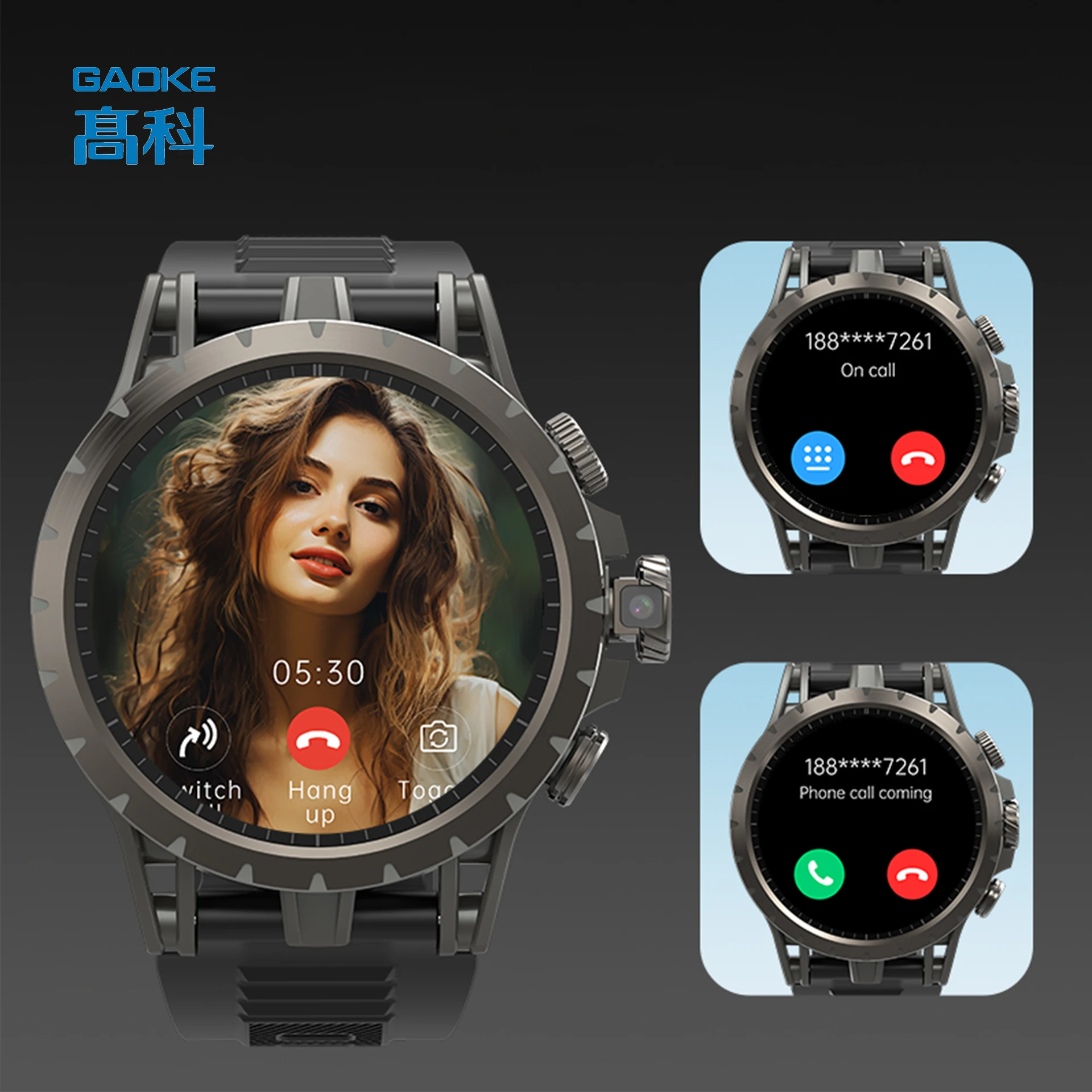 Gaoke Q85 Sports Round Dial Smartwatch Men Camera Waterproof Big Screen 4G  Smart Watch With Sim Card Montre Intelligent