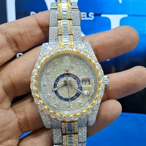 High Quality DEF Lab-Grown Diamond Watch Analog Digital Stainless Steel Stylish for Men Women 41mm Glass Limited Edition 20mm