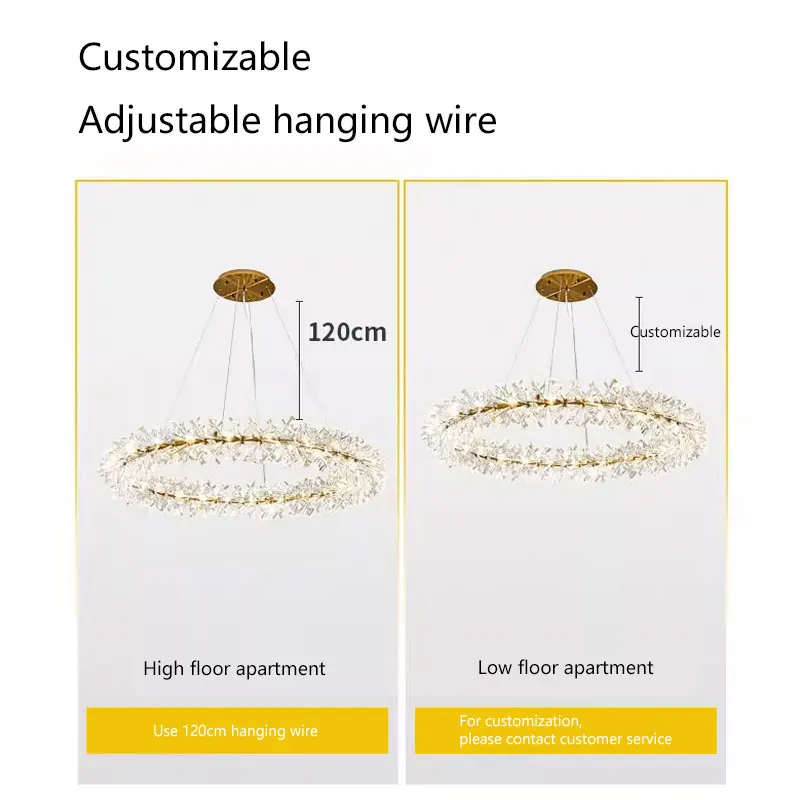Single Double Layer Round Personality Light Luxury Garland Creative Hotel Hall Duplex Villa Decorative Ring Crystal Chandelier