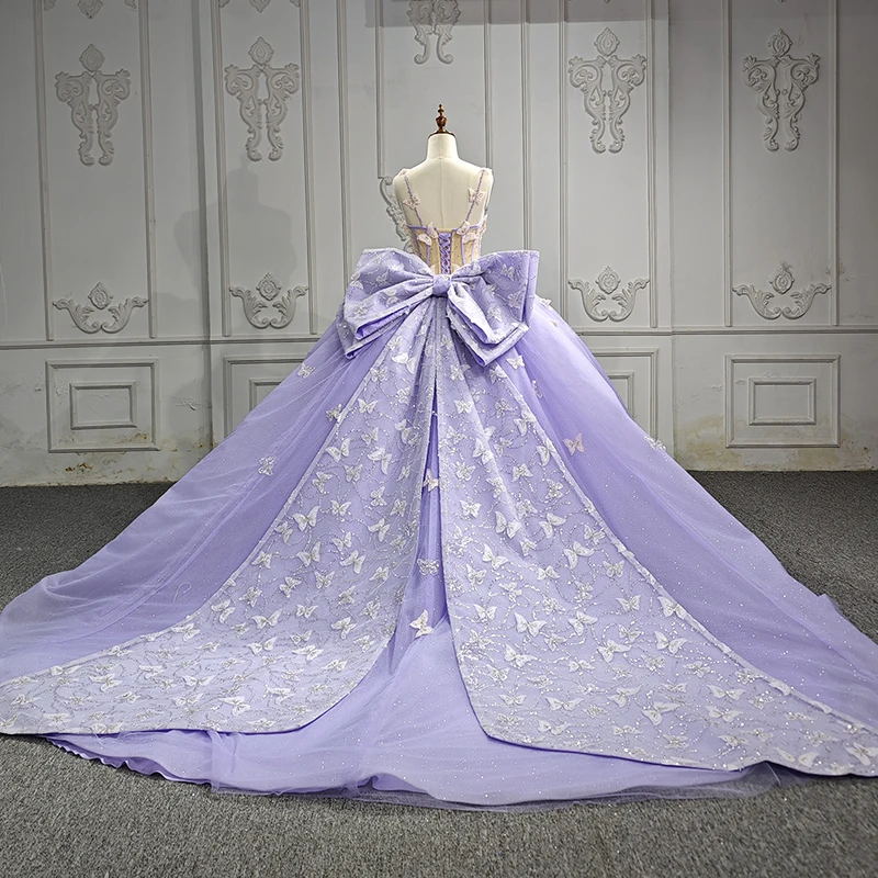 open lace back dress Butterfly Ribbon Sleeve Ball Gown Elizabeth K GL3175 main image 1