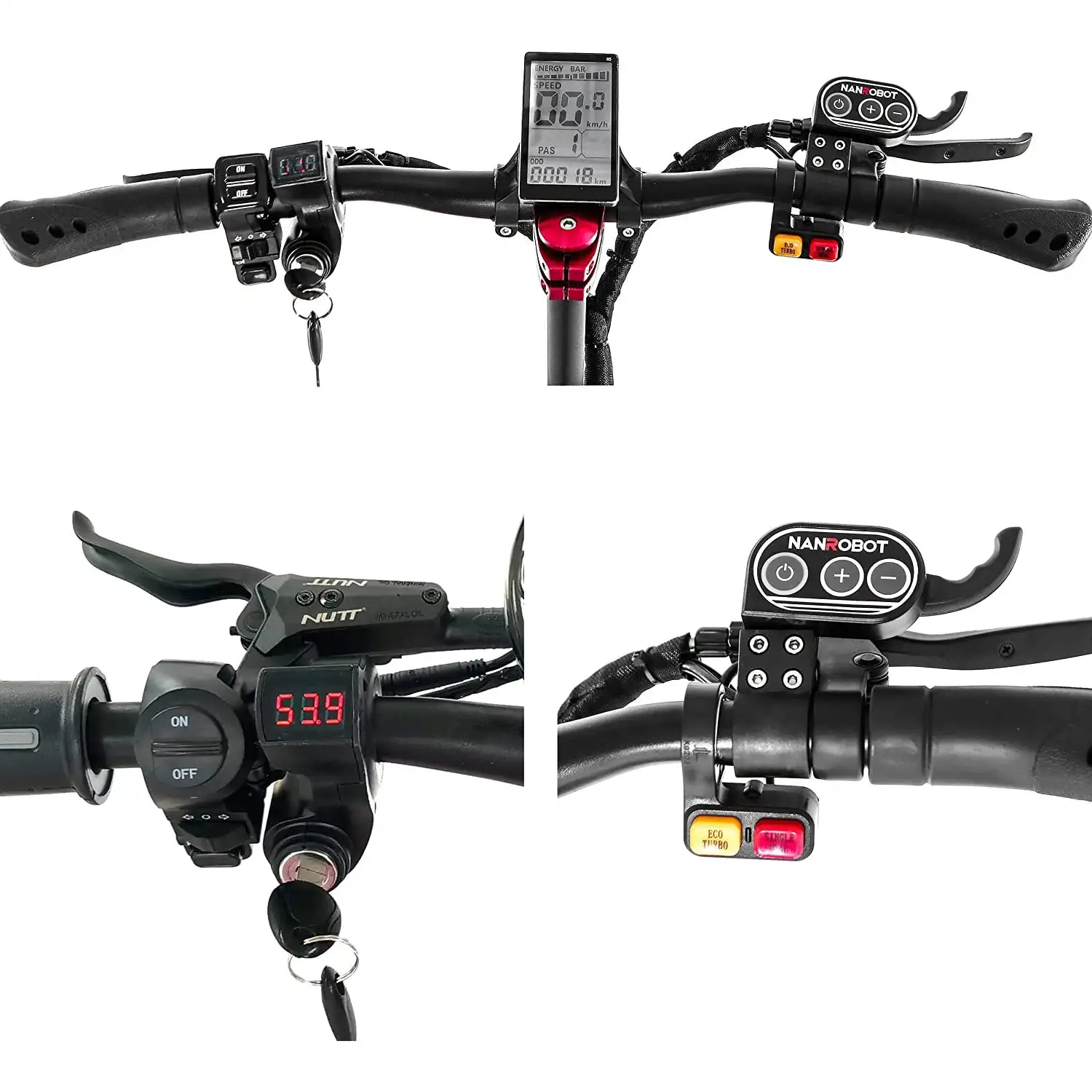 For NANROBOT D4+3.0 Electrical Scooter 10 Inch Tire 1000W Motor Power 50km/h Max Speed 60km Range per Charge 150kg Max Load