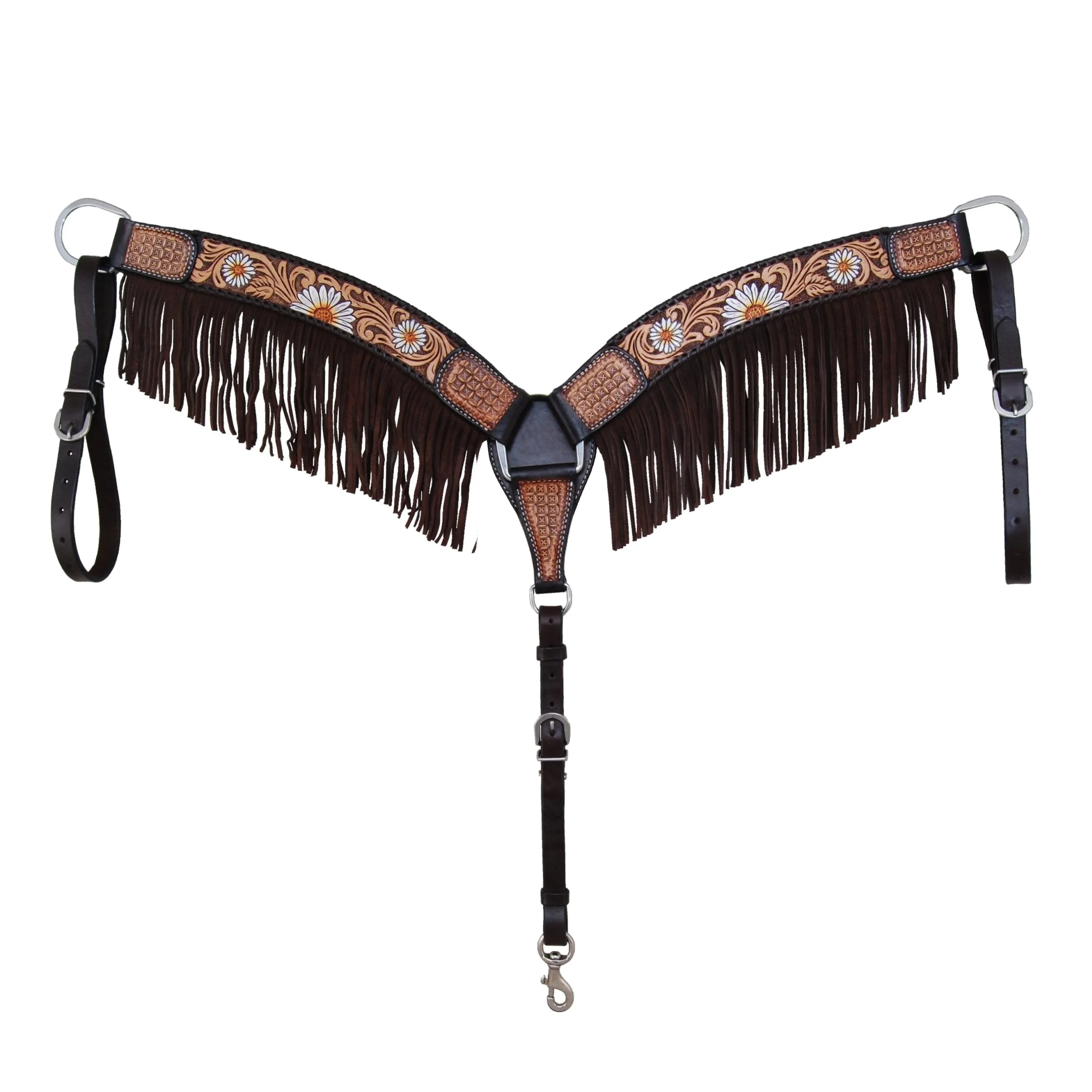 Pinwheel Floral Hand Carved Horse Western Leather One Ear