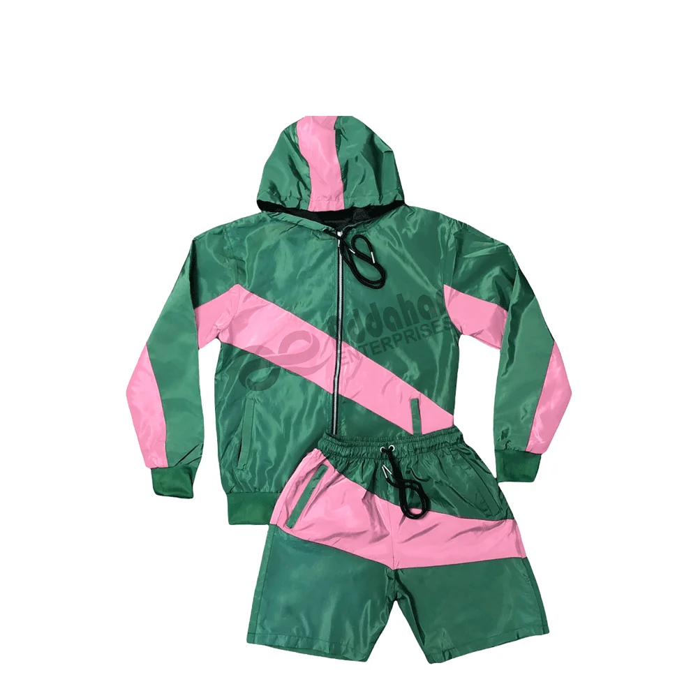 【U LAN】Oversizing Track Color Matching Windbreaker Wholesale 100%Nylon Color Block Full Zip up Windbreaker