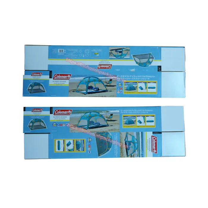 Custom Printed Strong Corrugated Cardboard Carton Box for Camping Tent Gold Foil Handling Paper Storage and Delivery Packaging