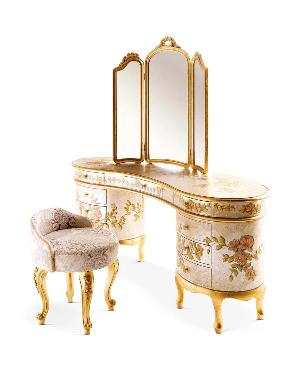 Classic Italian Dressing Table Set Make up Vanities Luxury Design for Bedroom Furniture- Tiffany