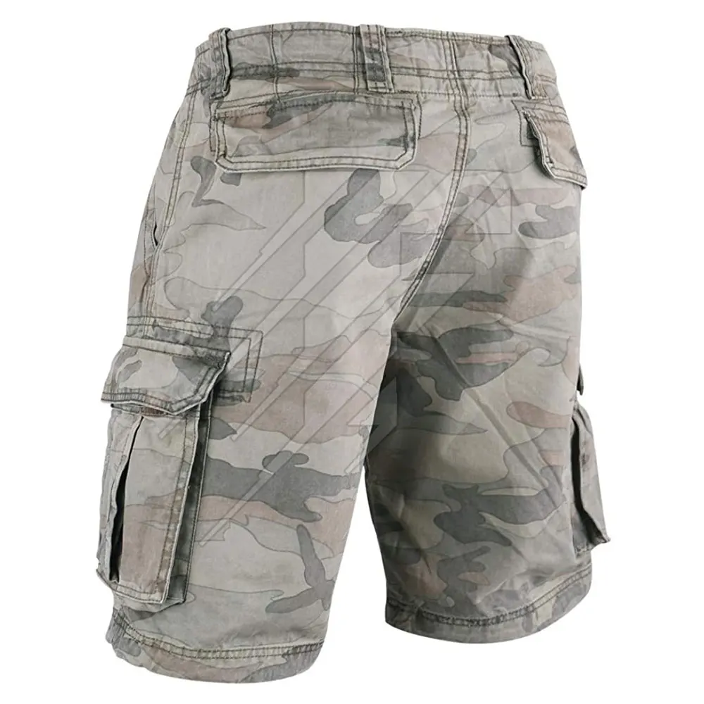 2022 Men Long Cargo Shorts Male Summer Elastic Waist Camo Short Loose