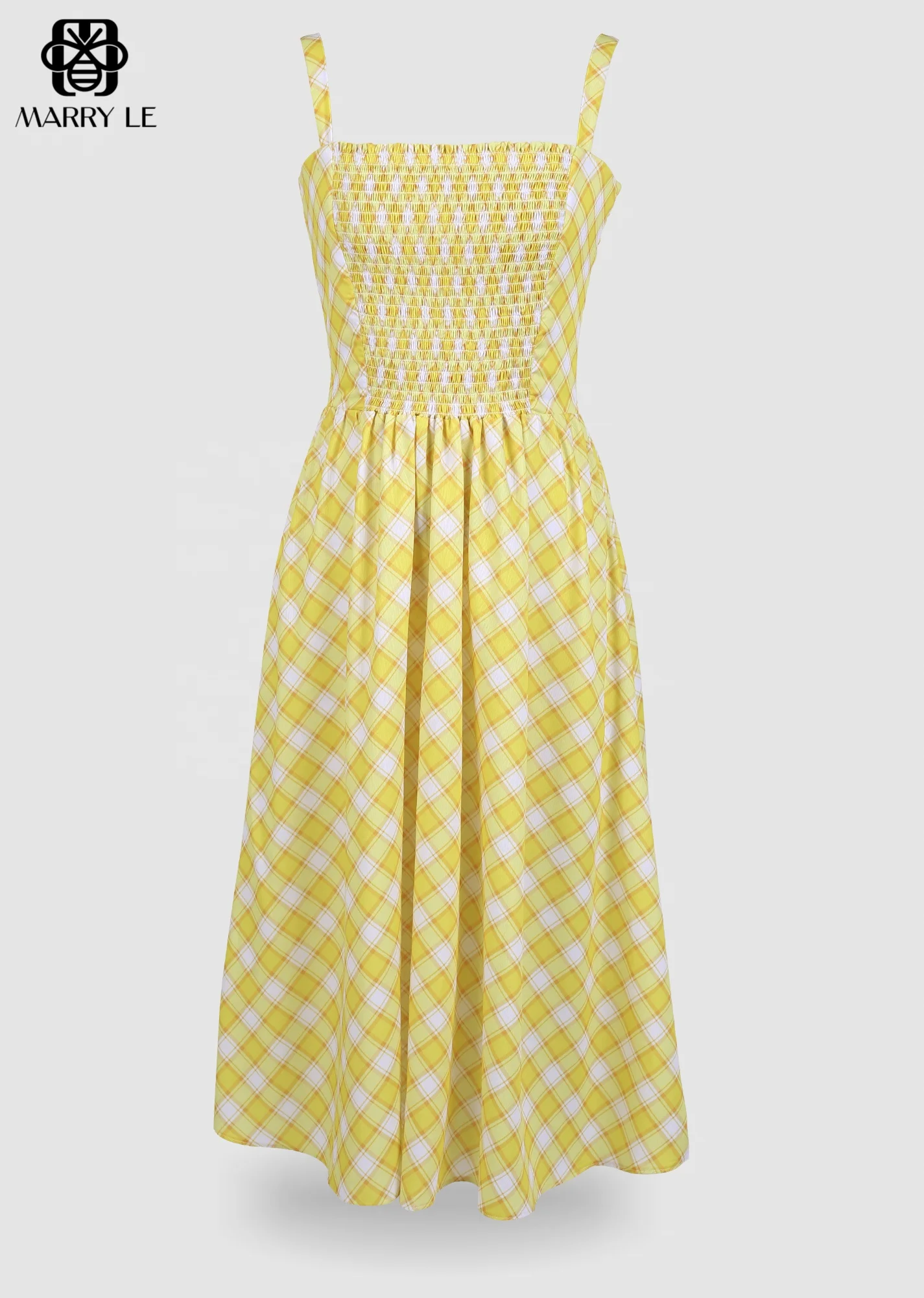 Yellow Flap Detail Spaghetti Strap Cocktail Dress •••
