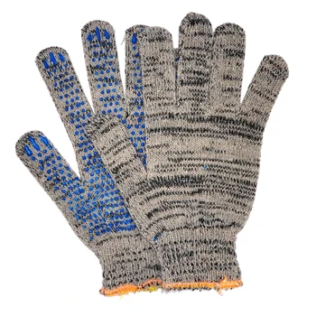 Quality fabric CUSTOM design 10 grade two-layer PVC dotted protective industrial knitted cotton gloves for work