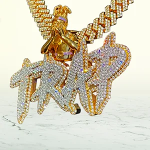 925 Sterling Diamond Pendant High Quality Customized Iced Out Silver Hip Hop with Gold Plating for Gift