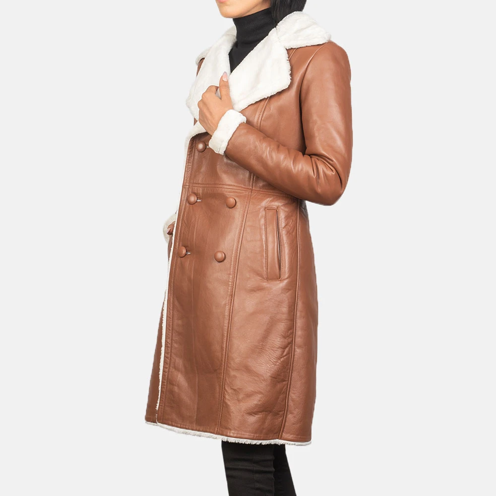 New Design Custom Color Woman Fashion Leather Coat Top Selling Casual Wear High Quality Women Leather Coat - Image 6