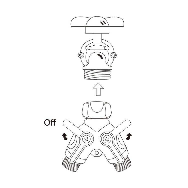 2-Way Metal Control Valve Tap Adaptor Garden Water Distributor Water Splitter for Garden Tools