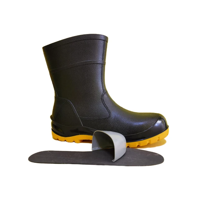 2024 New Toe Guard Rubber Shoes Farming Construction Shipyard Power Station Steel Toe Steel Midsole Low Cut Ankle PVC Rain Boots