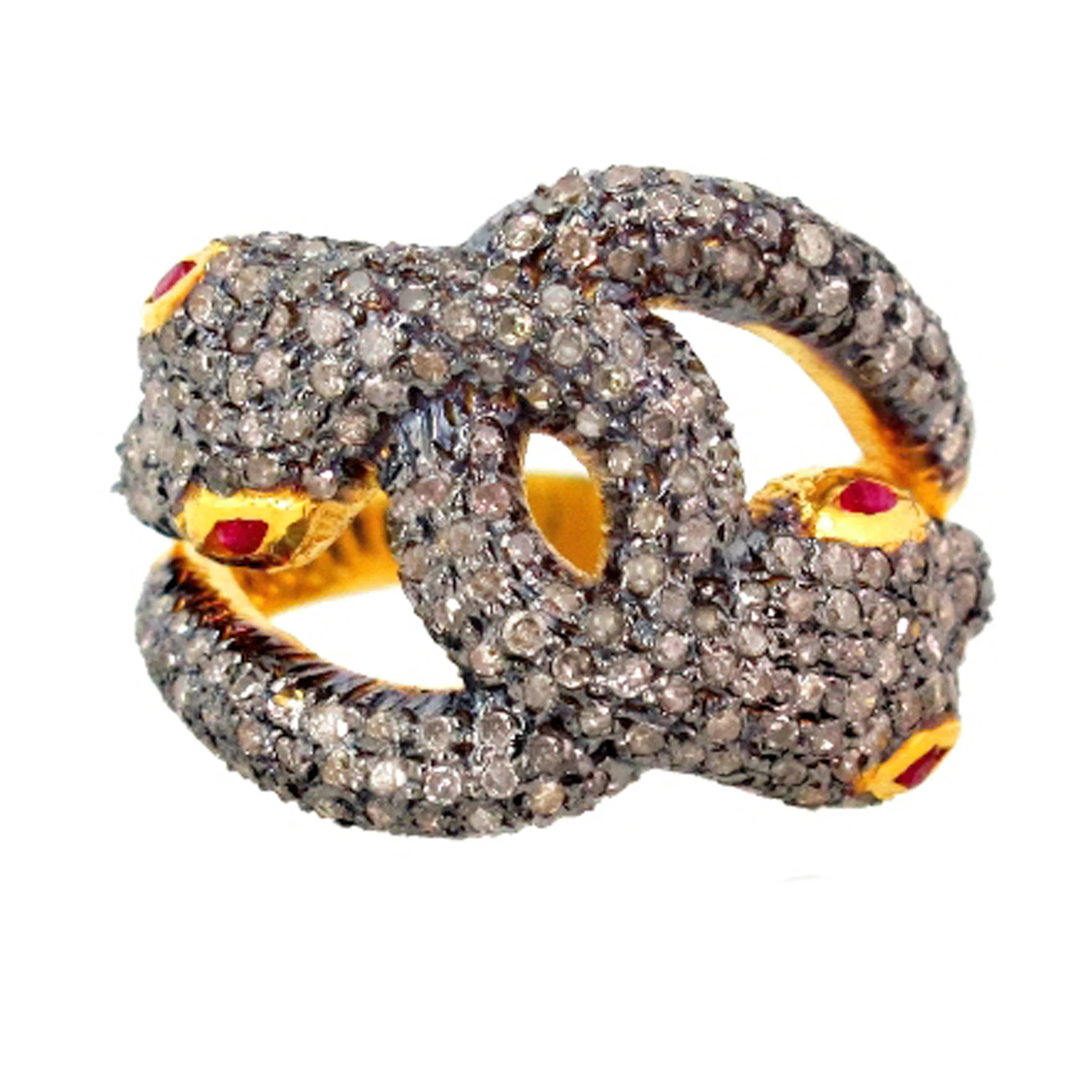 el regalo de joyería ideal para la novia hecho de plata 925 de 18 quilates chapado en oro Joyería Anillos Anillos llamativos Diseño de serpiente de anillo de oro con ojos de rubí 