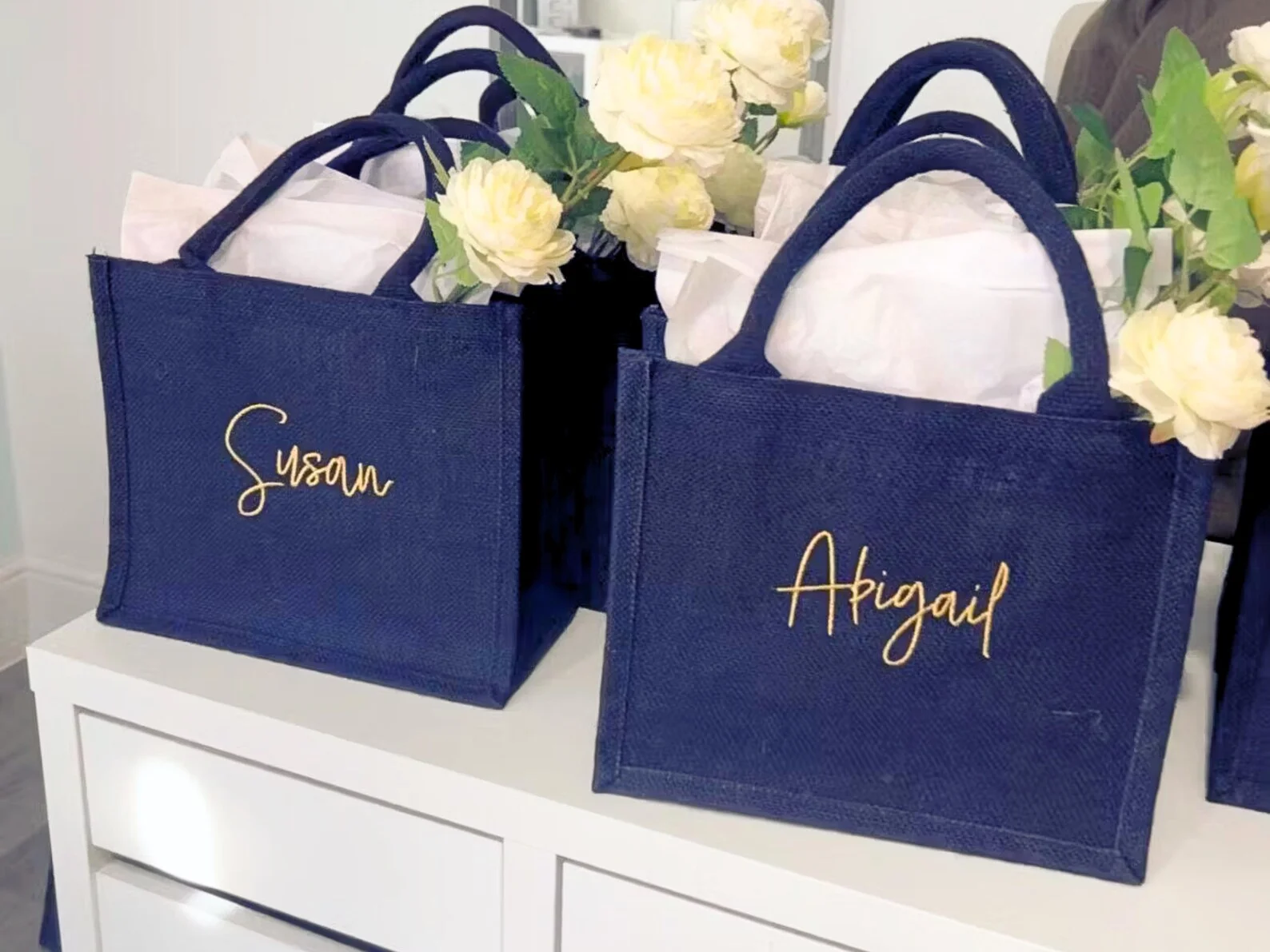 Christmas Custom Name Wedding Beach Bride Medium Cotton/Canvas Handled Tote Bag with Letter Logo for Advertising factory