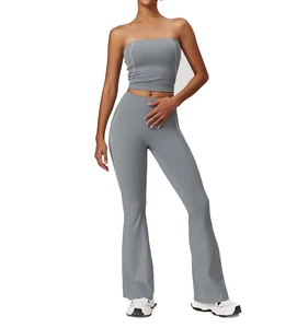 Wholesale Sports Outfit Yoga Clothes Gym Fitness Athletic Activewear Scrunch Leggings Bra Sport Top Set Workout Sets for Women