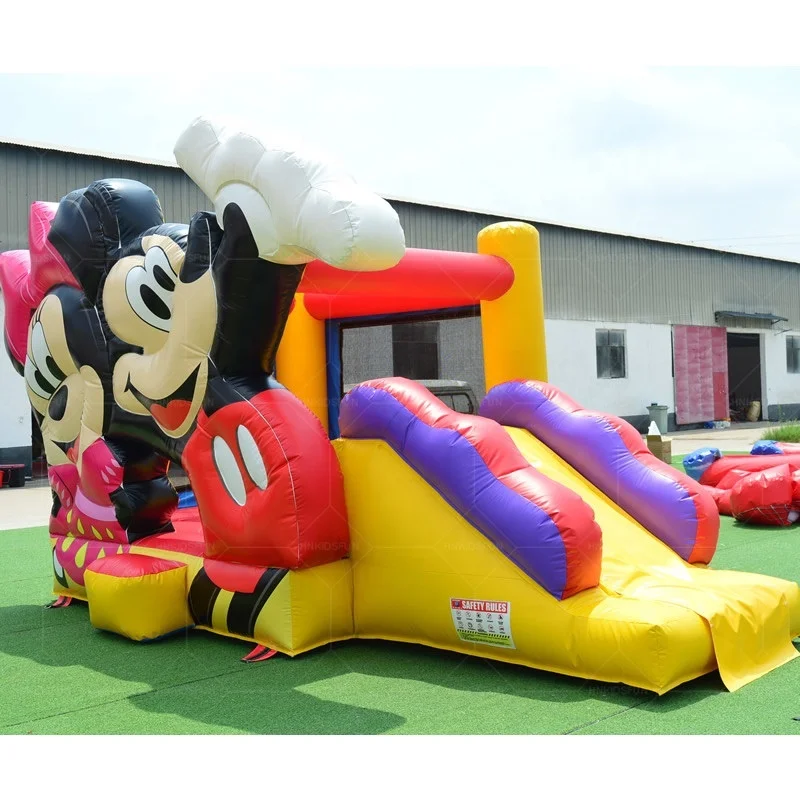 Commercial Mickey Mouse Inflatable Bouncers Jumping Castles with Slide Combo for Kids