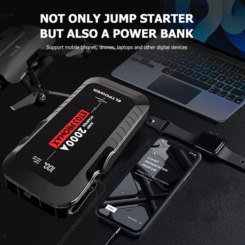 Car Battery Pack Booster Portable Charger Power Bank  Jump Starter Multi-function Jump Start