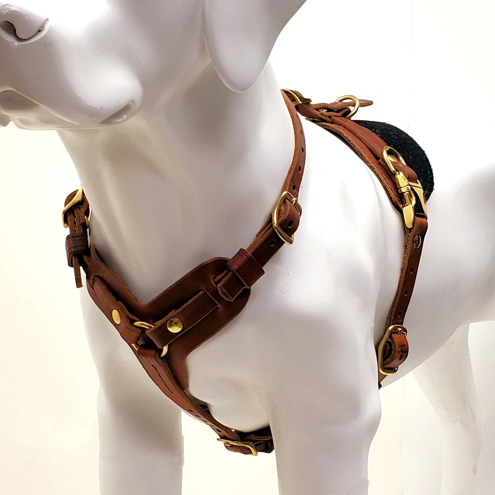 Genuine Leather Dog Harness Easy Walk Custom Vest Lift Adjustable Dog Soft Harness Wholesale