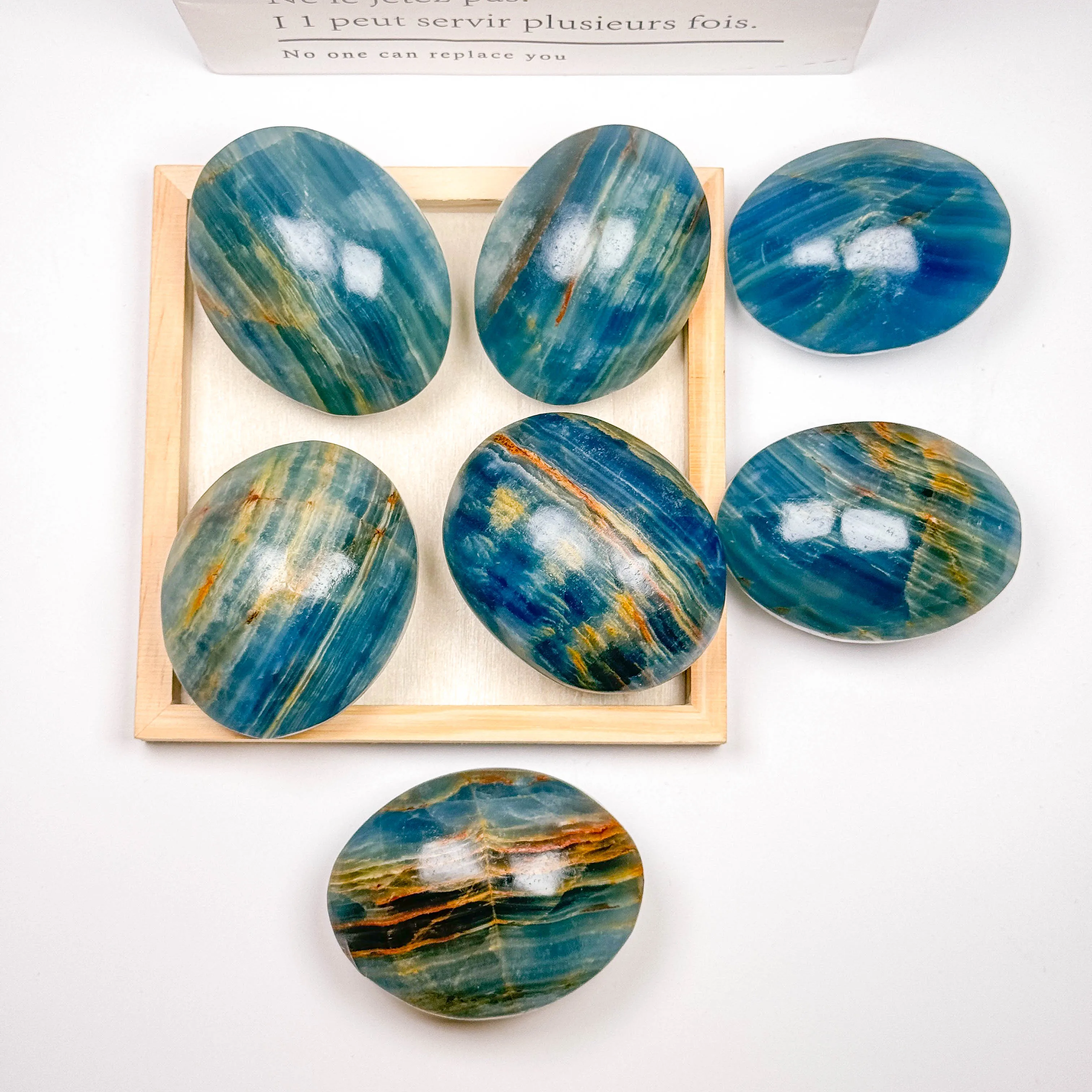 Blue Onyx Natural Palm Stone 60mm Crystal Natural Gemstone Palm