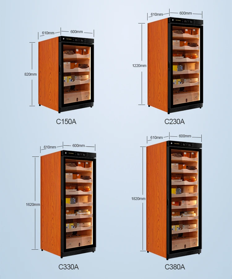 No Frost 7 Layers Trays Spanish Canada Cedar Electronic Electric Climate Control Raching Cigar Humidor Cabinet