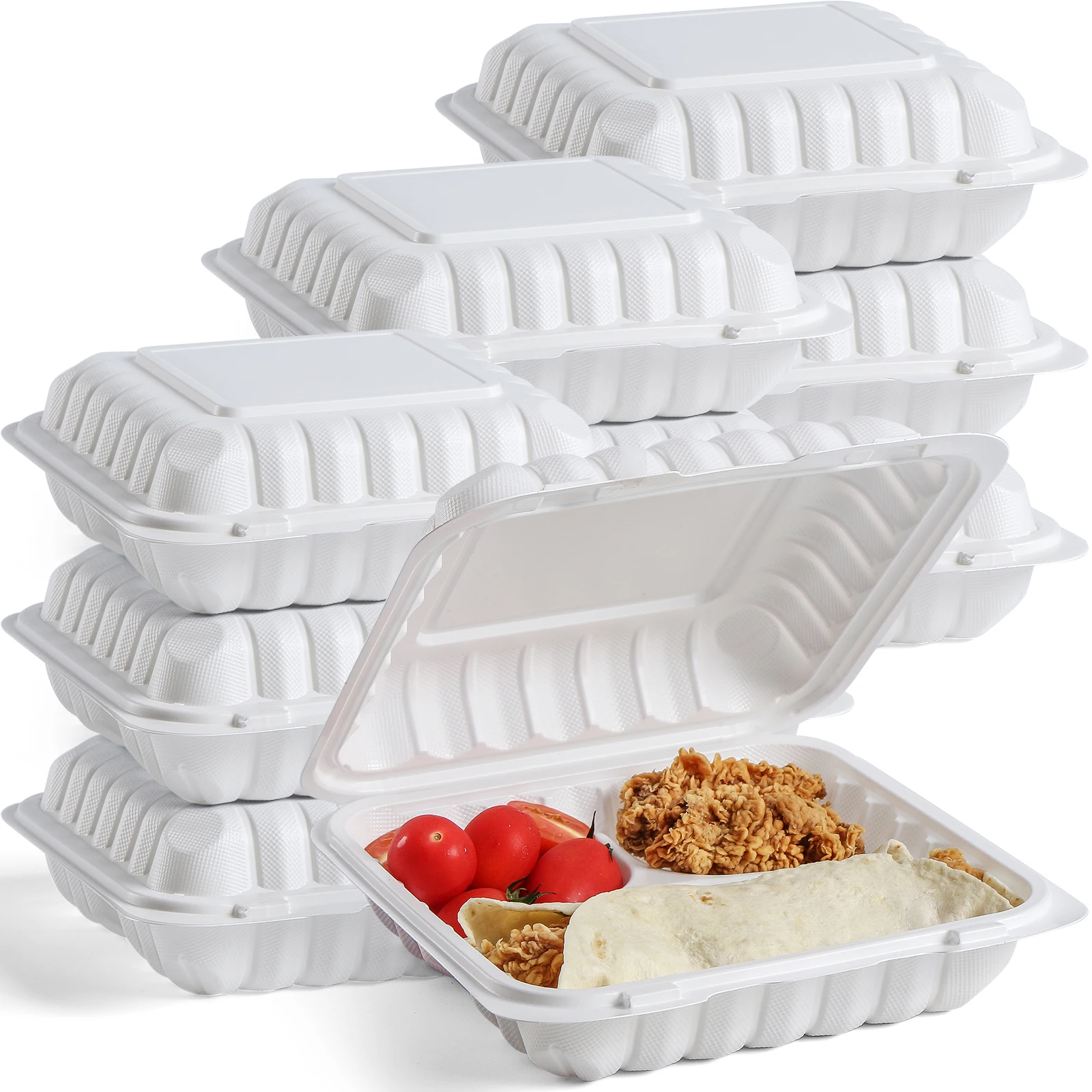 8x8" Ecofriendly Clamshell To Go Boxes Disposable Mfpp