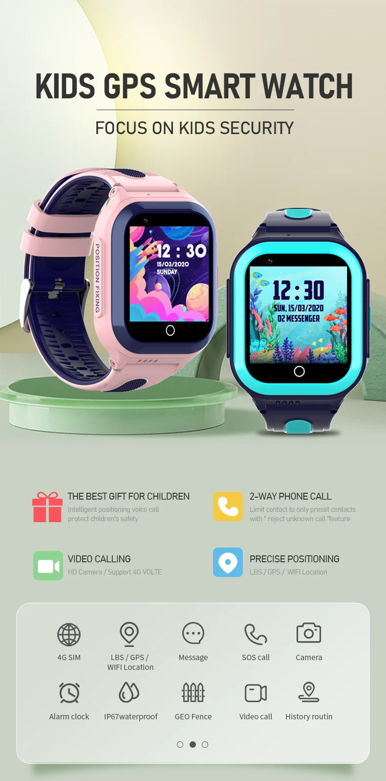 Maxtop Kids Smart Watch with GPS Wifi & Sim Card Touchscreen IP67 Waterproof IOS Operation System Activity Tracker